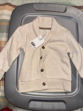 H&M Beige Shawl Collar Button Cardigan for Kids